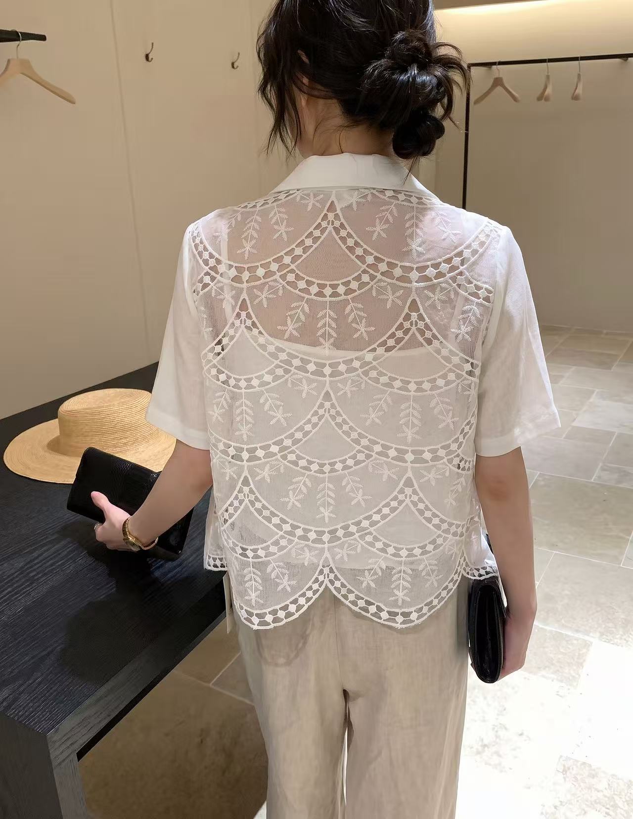 Romantic Lace Back Half Jacket - 로맨틱 레이스 백 하프 자켓