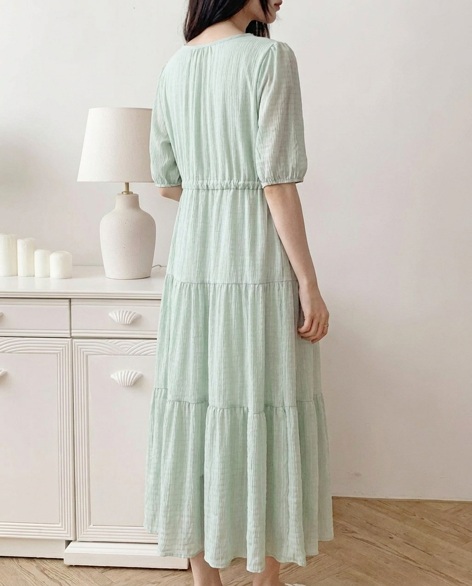 Romantic Button Long Dress - 로맨틱 버튼 롱 원피스