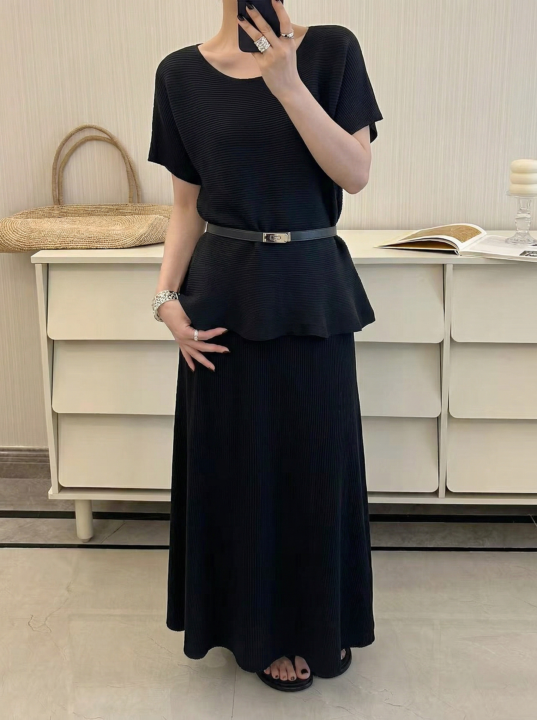 Peplum Pleats Skirt Set - 페플럼 플리츠 스커트 세트