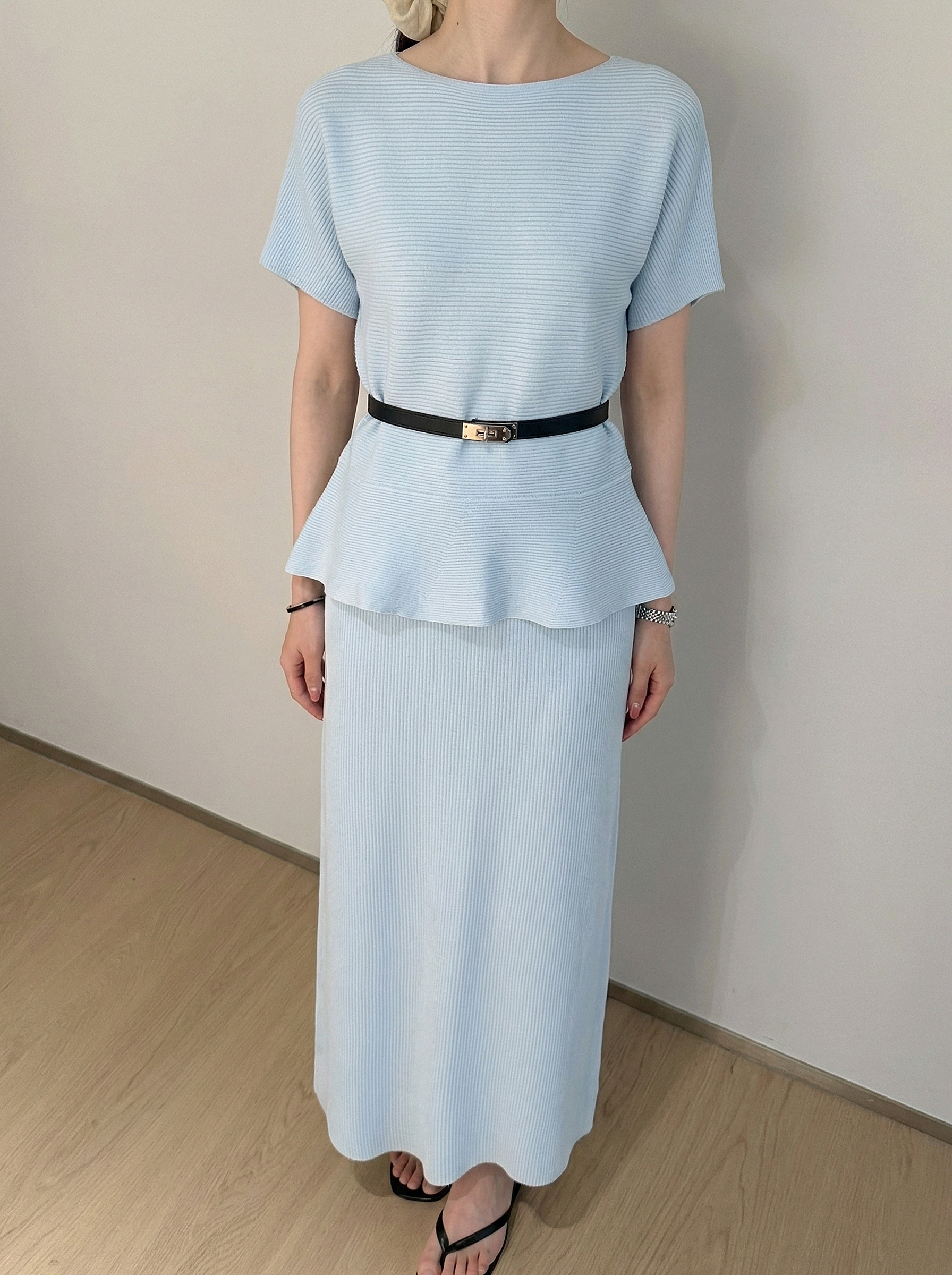 Peplum Pleats Skirt Set - 페플럼 플리츠 스커트 세트