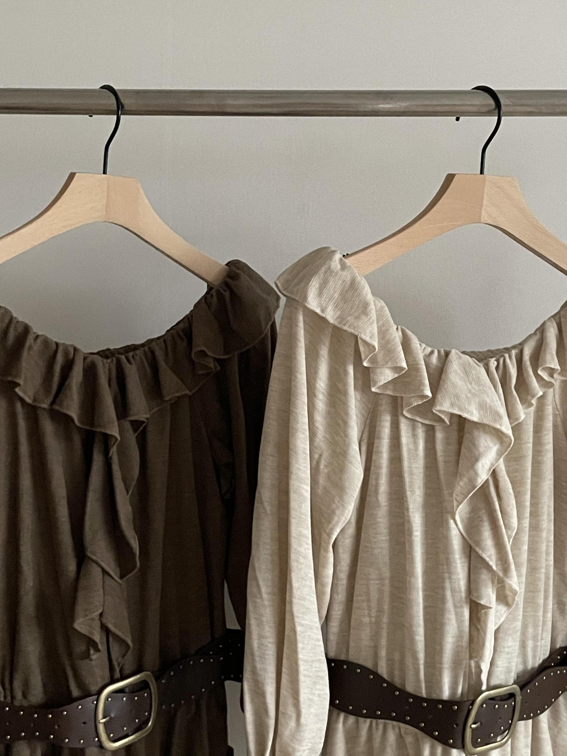 Boho Ruffle Belted Dress - 보헤미안 러플 벨티드 원피스