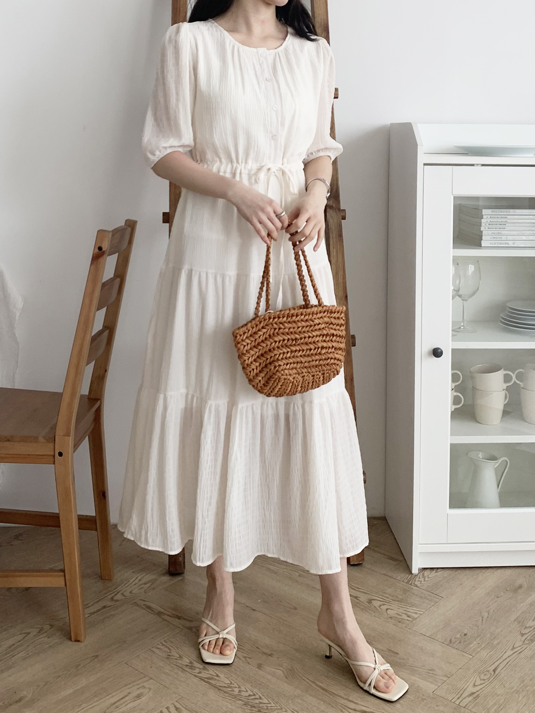 Romantic Button Long Dress - 로맨틱 버튼 롱 원피스