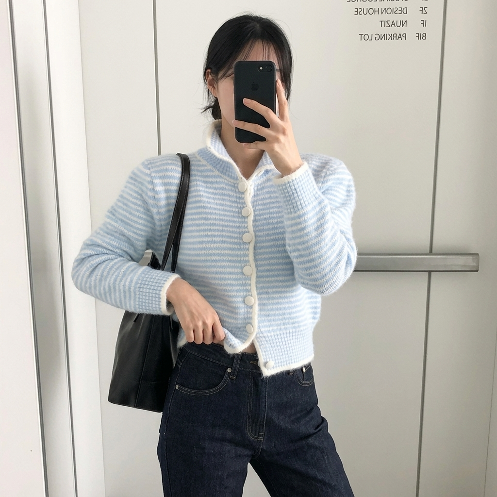 Dreamy Stripe Button Cardigan - 드리미 스트라이프 버튼 가디건(당일출고⚡️)