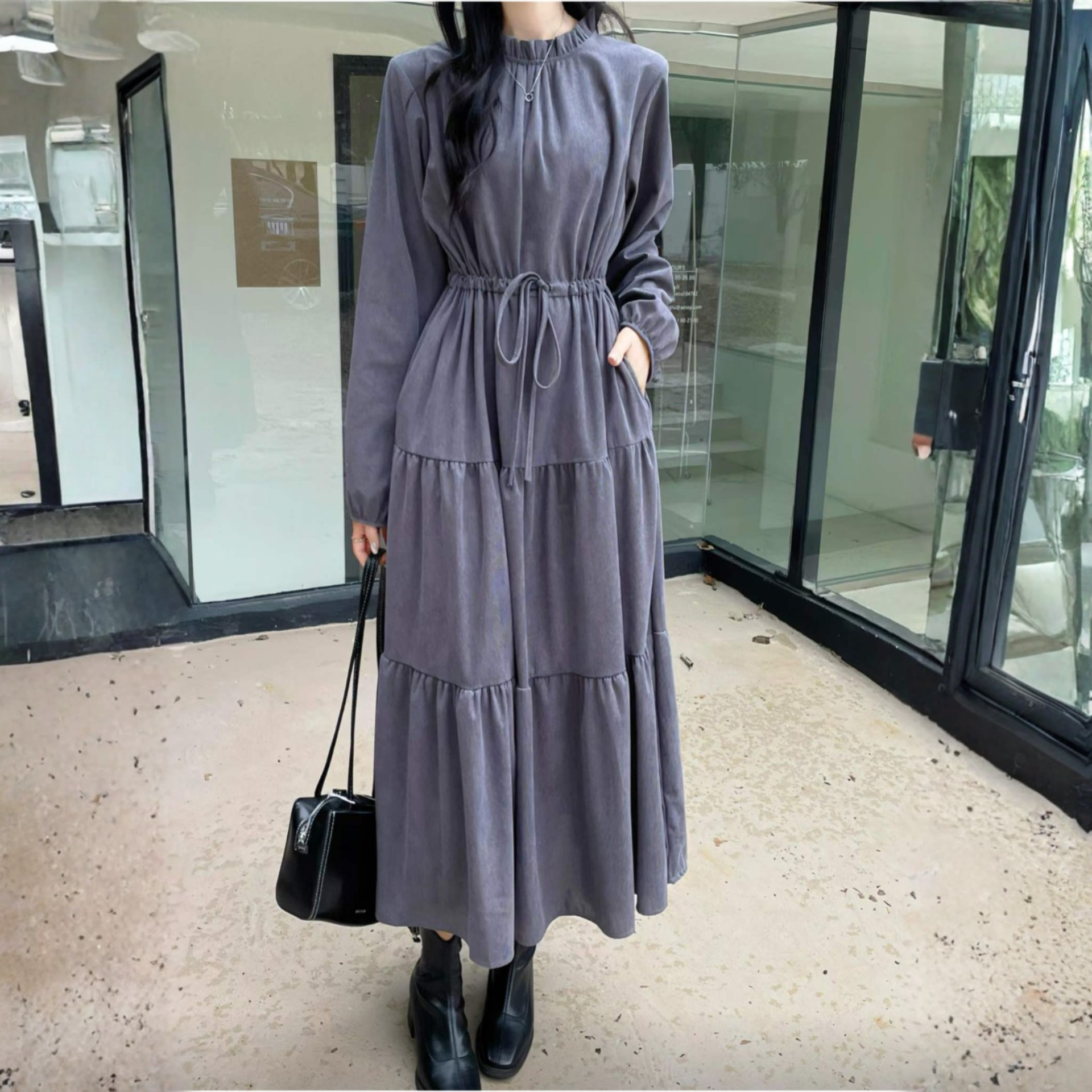 Cordy Puff Maxi Dress - 코듀로이 퍼프 맥시 드레스
