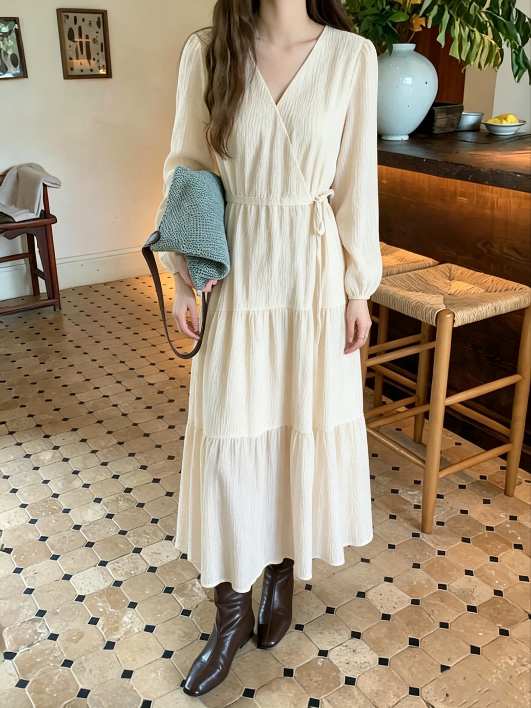 Cozy Wrap Maxi Dress - 코지 랩 맥시 원피스