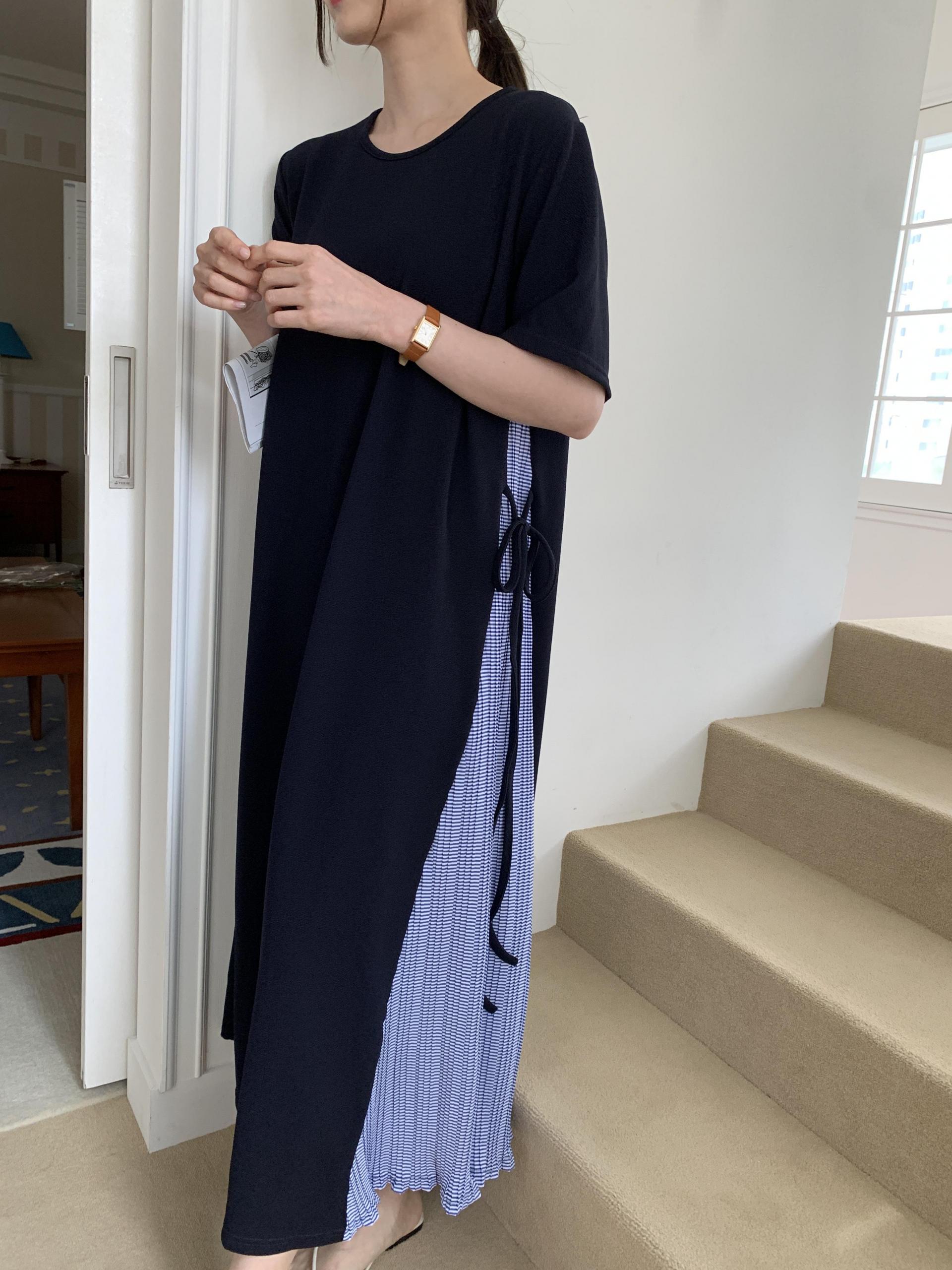 Breezy Ribbon Pleats Dress - 브리지 리본 플리츠 원피스