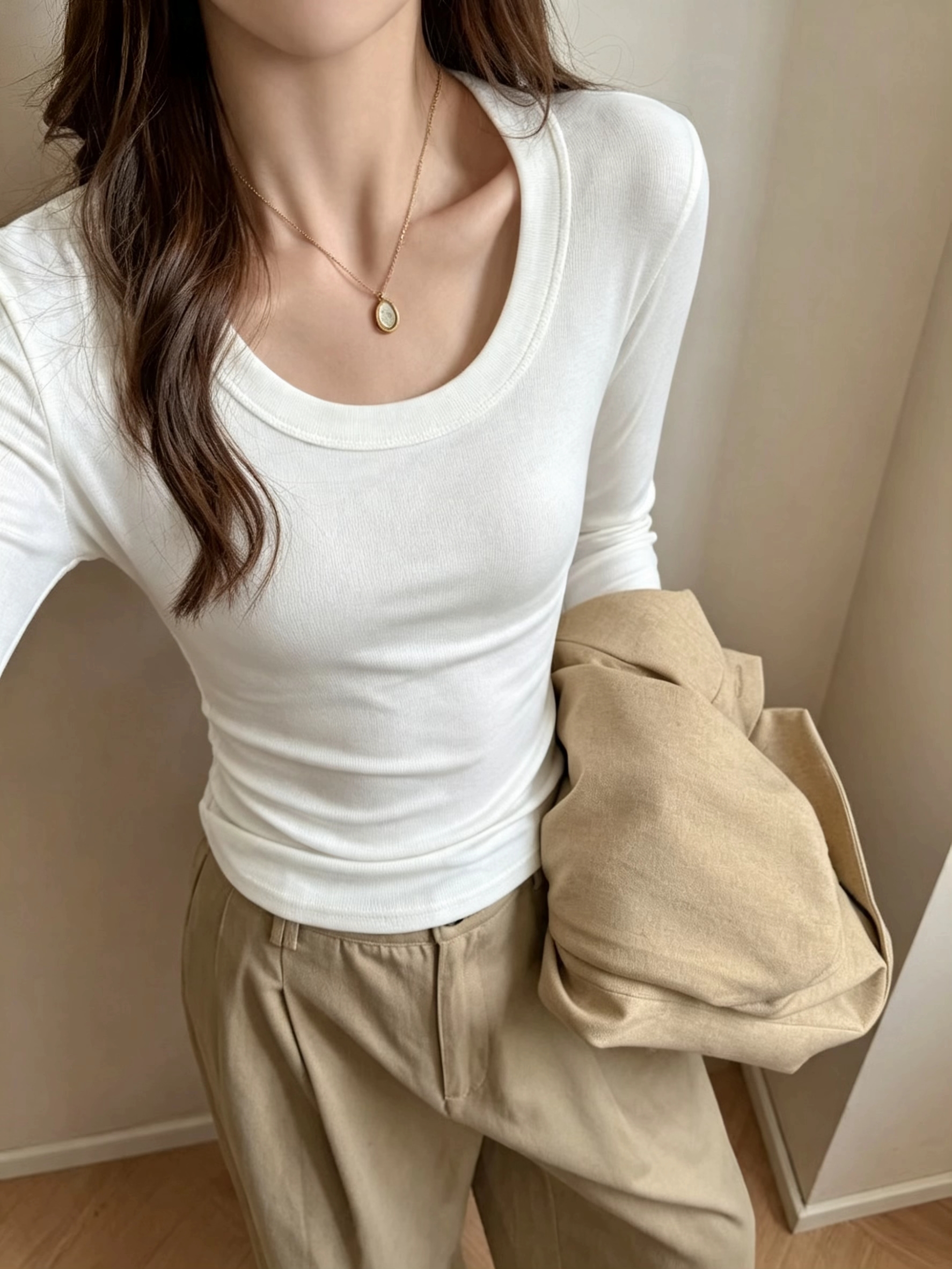 Soft Curve Ribbed Top - 소프트 커브 골지 티셔츠