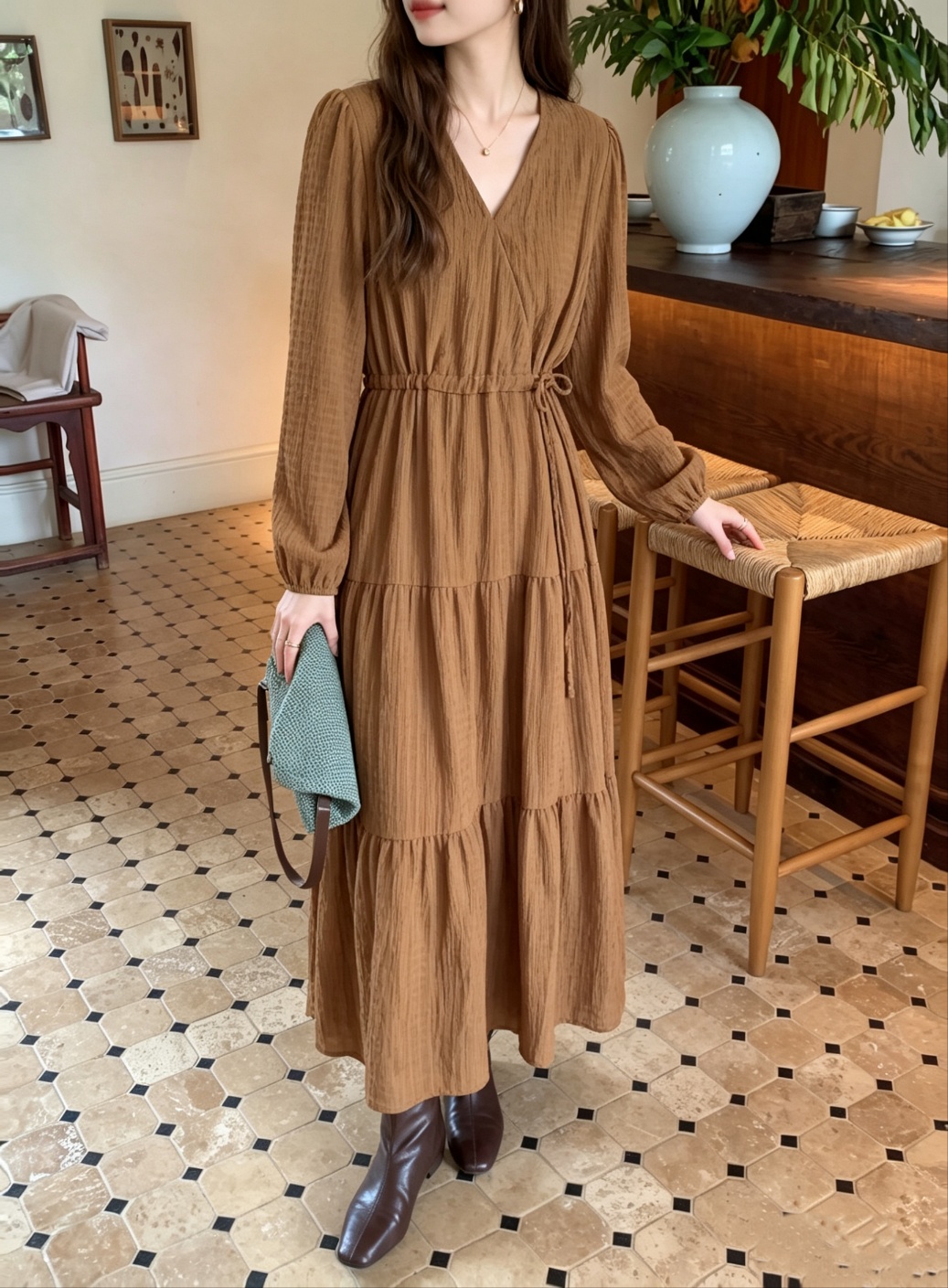 Cozy Wrap Maxi Dress - 코지 랩 맥시 원피스
