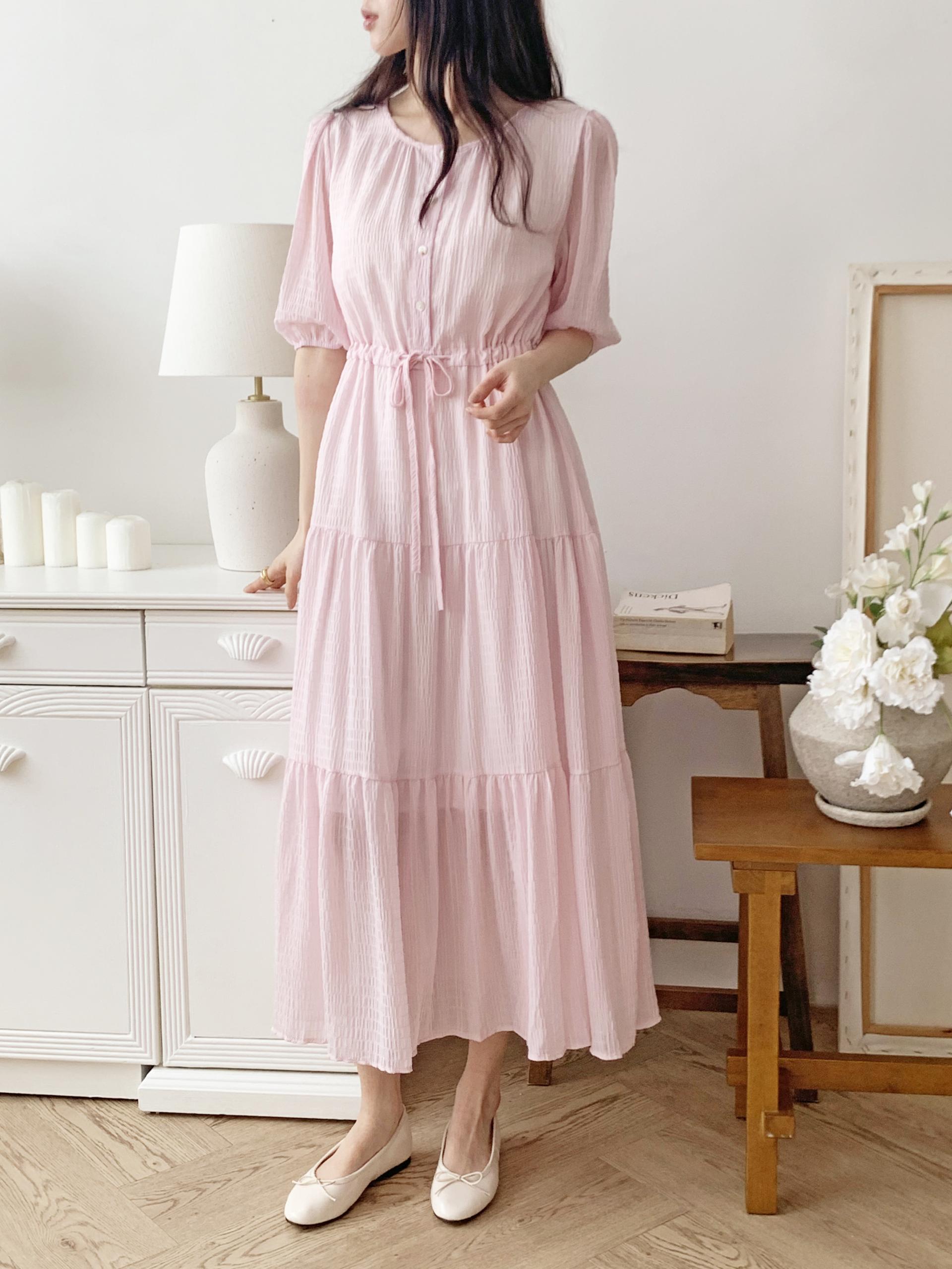 Romantic Button Long Dress - 로맨틱 버튼 롱 원피스