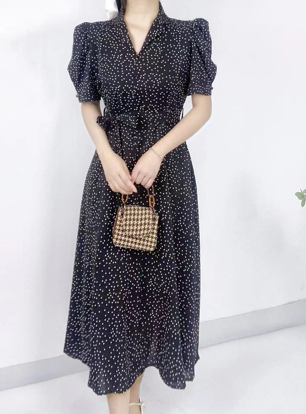 Polka Grace Puff Long Dress - 폴카 그레이스 퍼프 롱 원피스