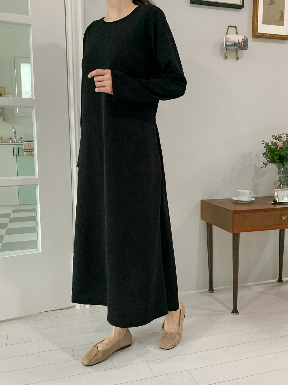 Pleated Back Ribbon Dress - 플리츠 백 리본 원피스