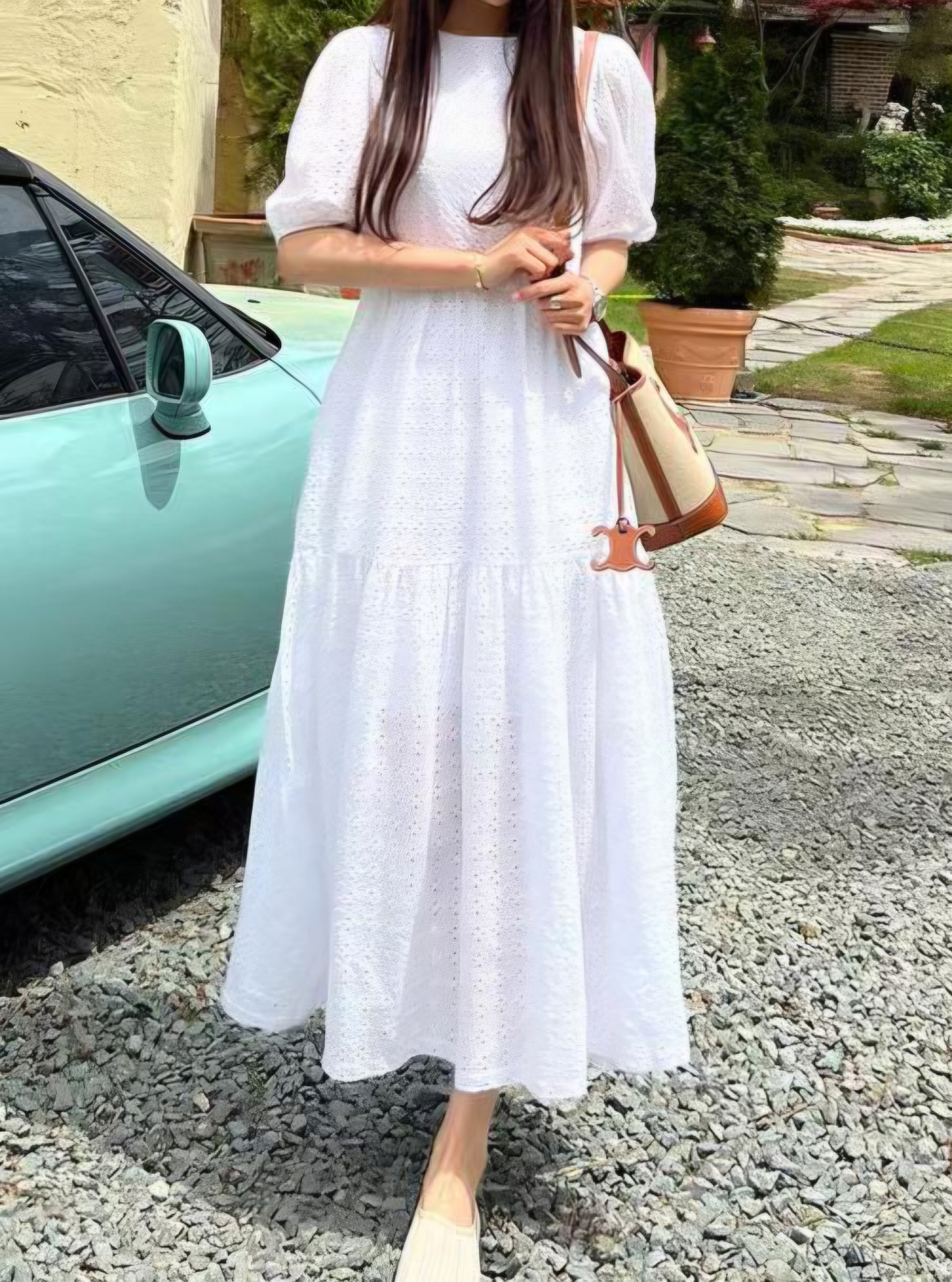 Romantic Eyelet Puff Long Dress - 로맨틱 아일렛 퍼프 롱 원피스