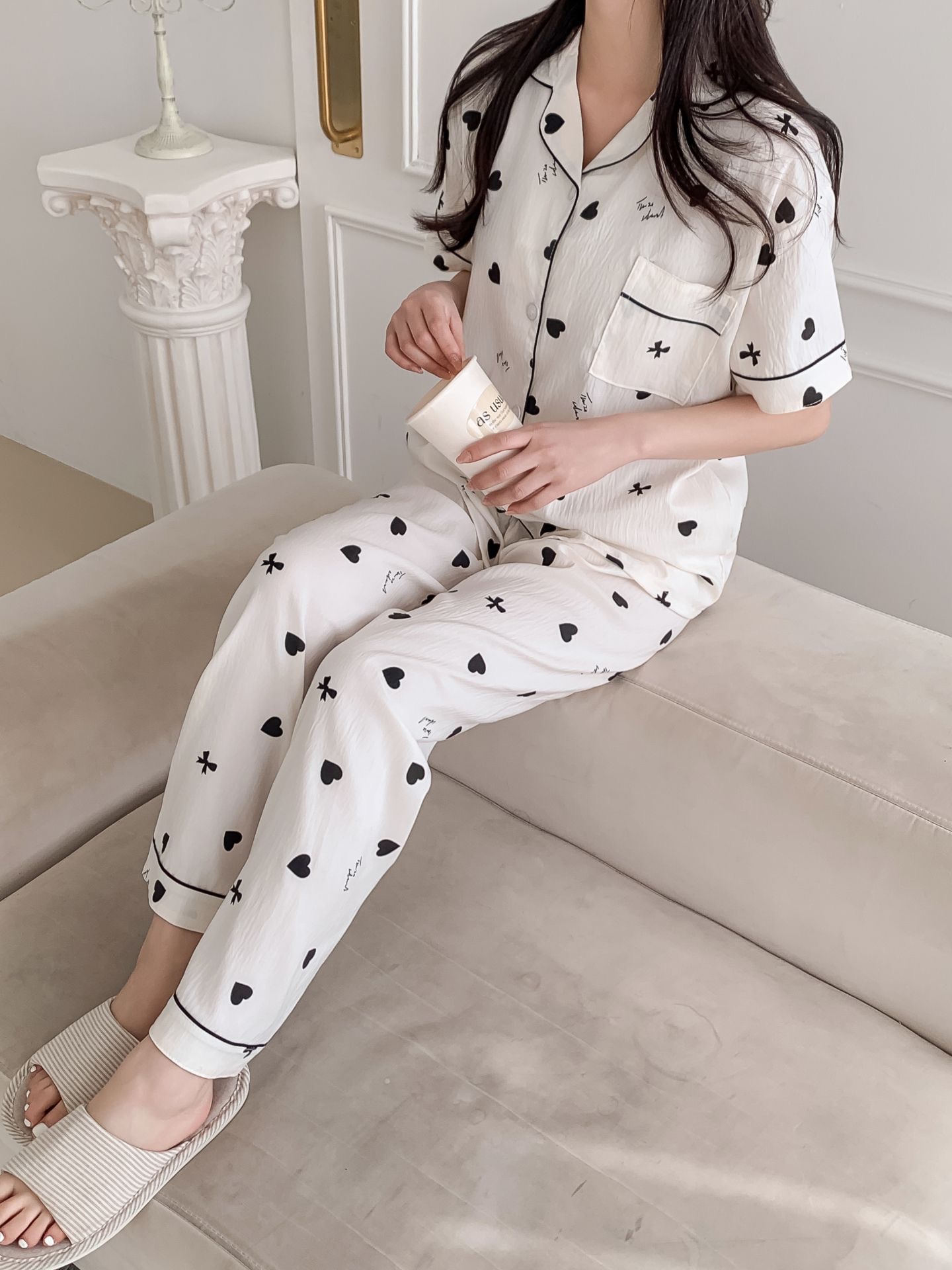 Sweet Heart 3-Piece Pajama Set - 스위트 하트 3종 파자마 세트