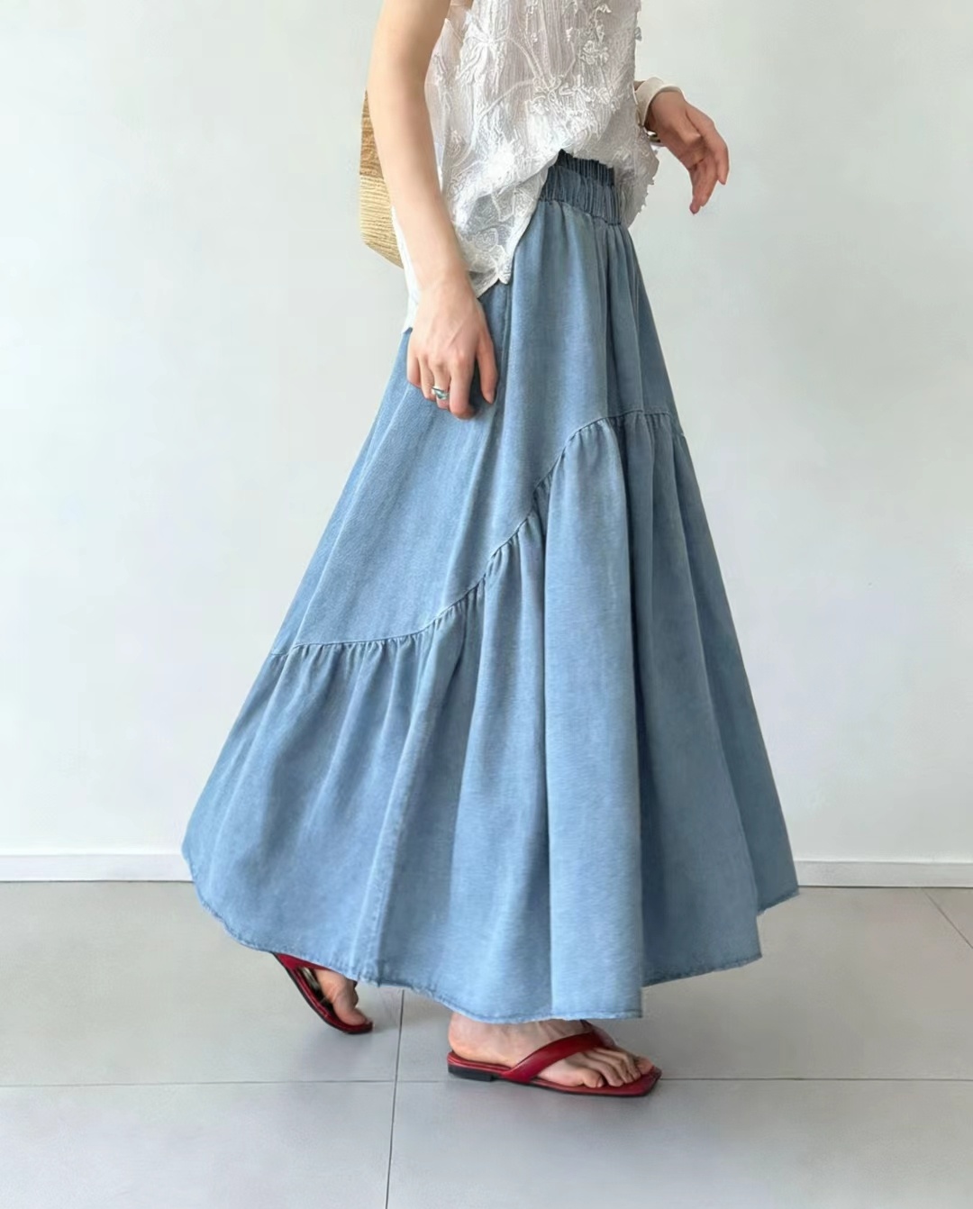 Denim Dream Tiered Skirt - 데님 드림 티어드 스커트