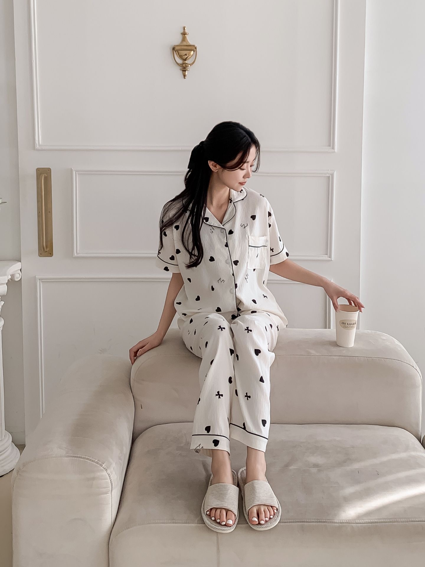 Sweet Heart 3-Piece Pajama Set - 스위트 하트 3종 파자마 세트