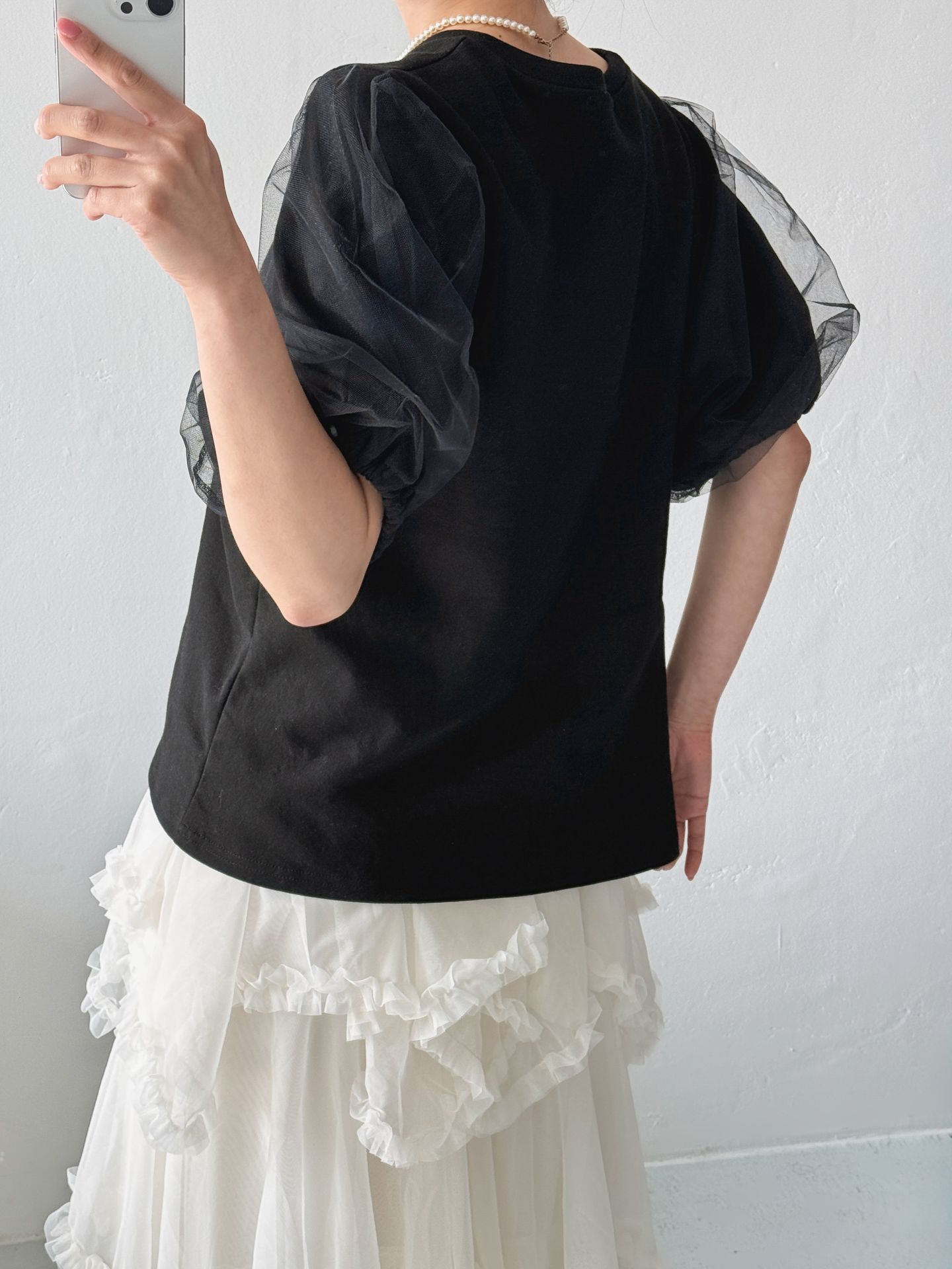 Soft Muse Organza Sleeve Top - 소프트 뮤즈 오간자 슬리브 탑(국내제작)