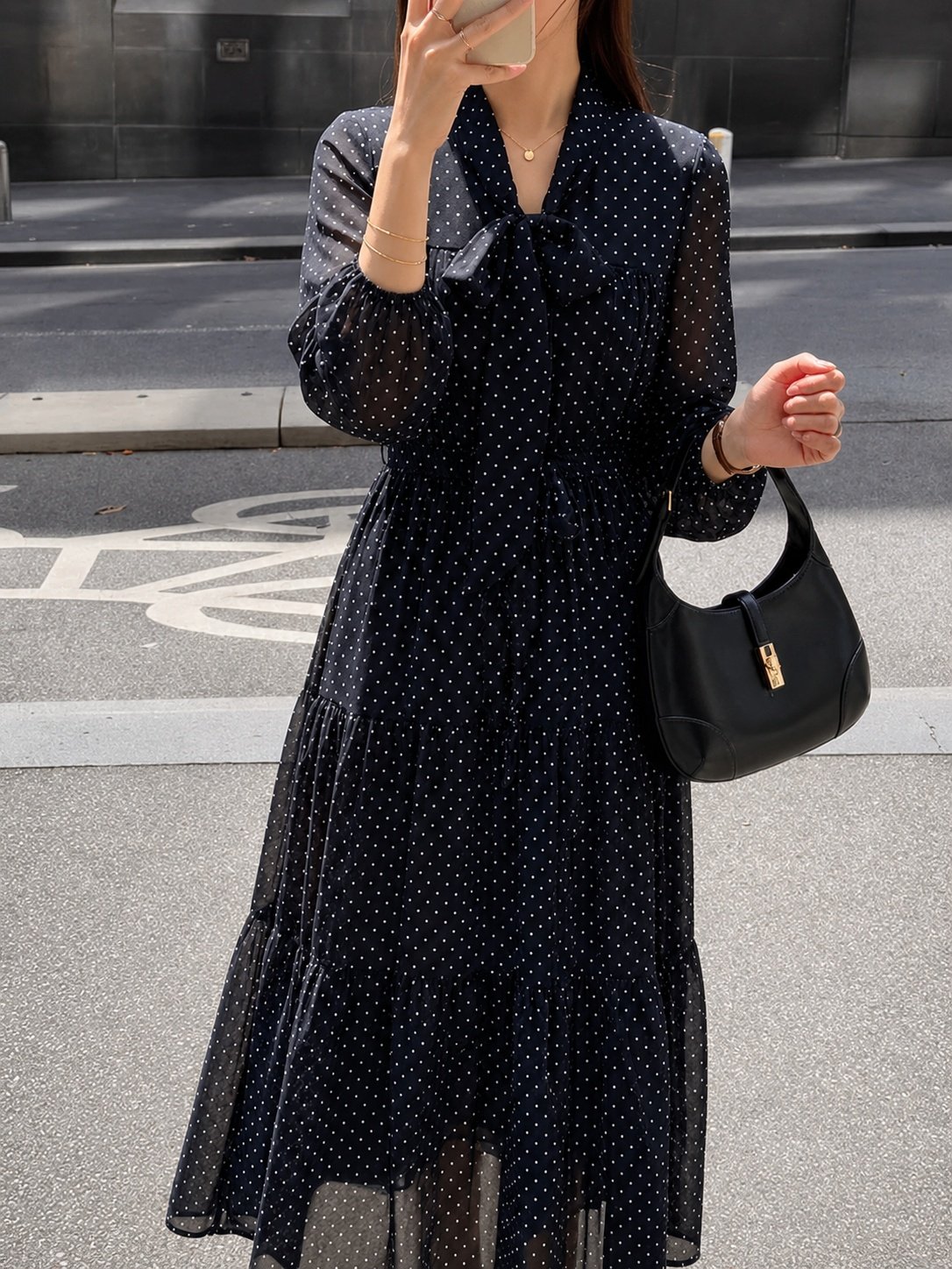 Romantic Mood Dot Midi Dress - 로맨틱 무드 도트 미디 원피스