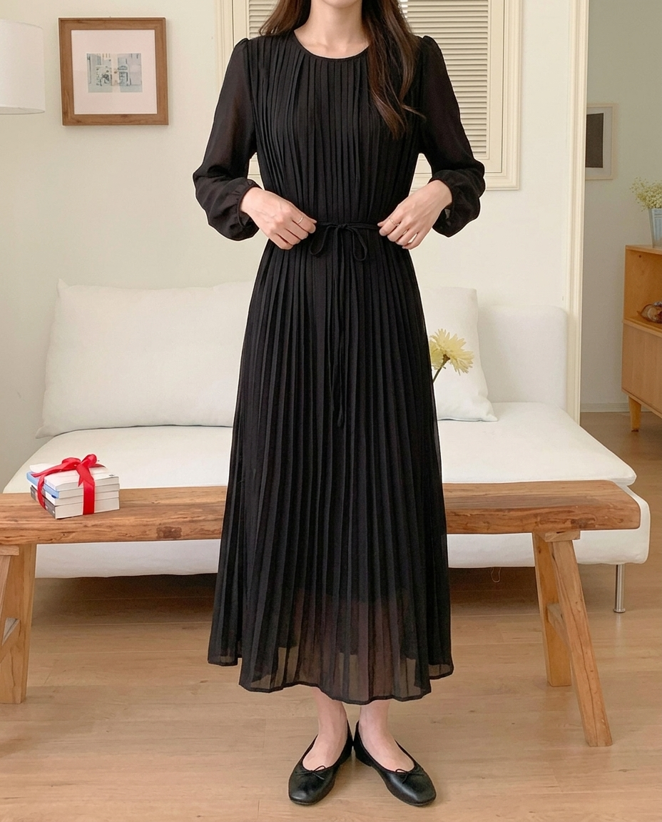 Misty Pleats Long Dress - 미스티 플리츠 롱 드레스