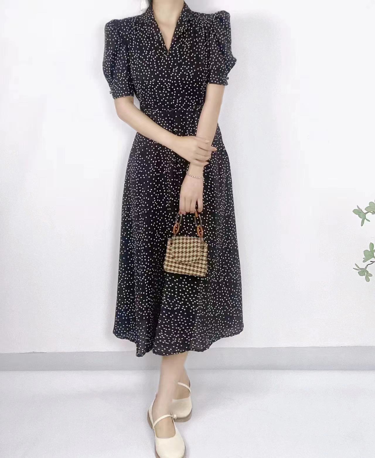 Polka Grace Puff Long Dress - 폴카 그레이스 퍼프 롱 원피스