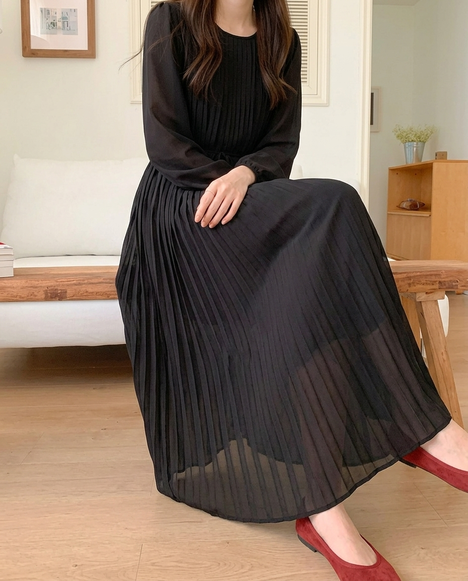Misty Pleats Long Dress - 미스티 플리츠 롱 드레스
