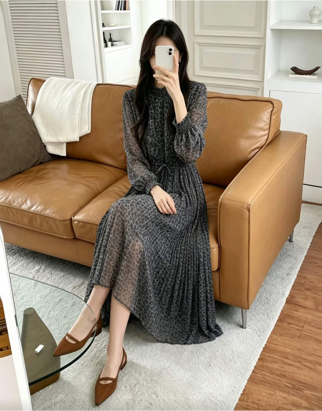 Leopard Pleats Dress - 레오파드 플리츠 원피스