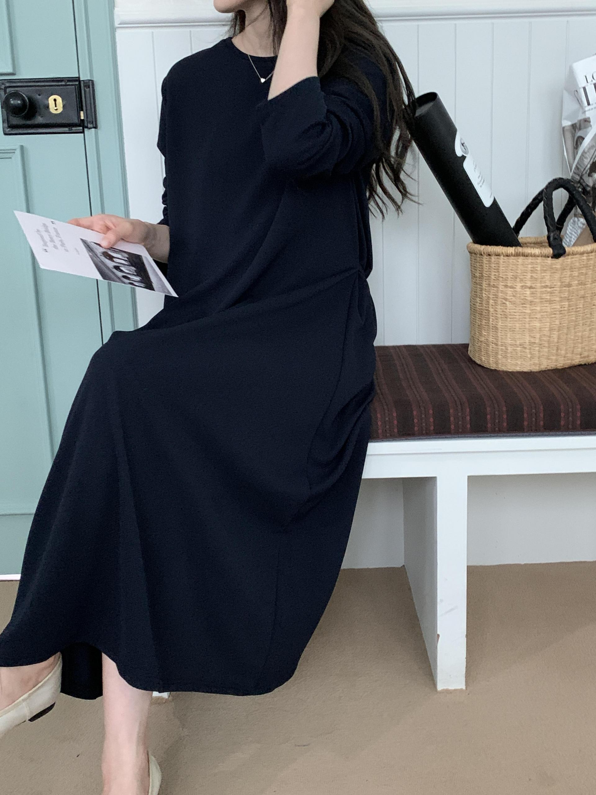 Pleated Back Ribbon Dress - 플리츠 백 리본 원피스