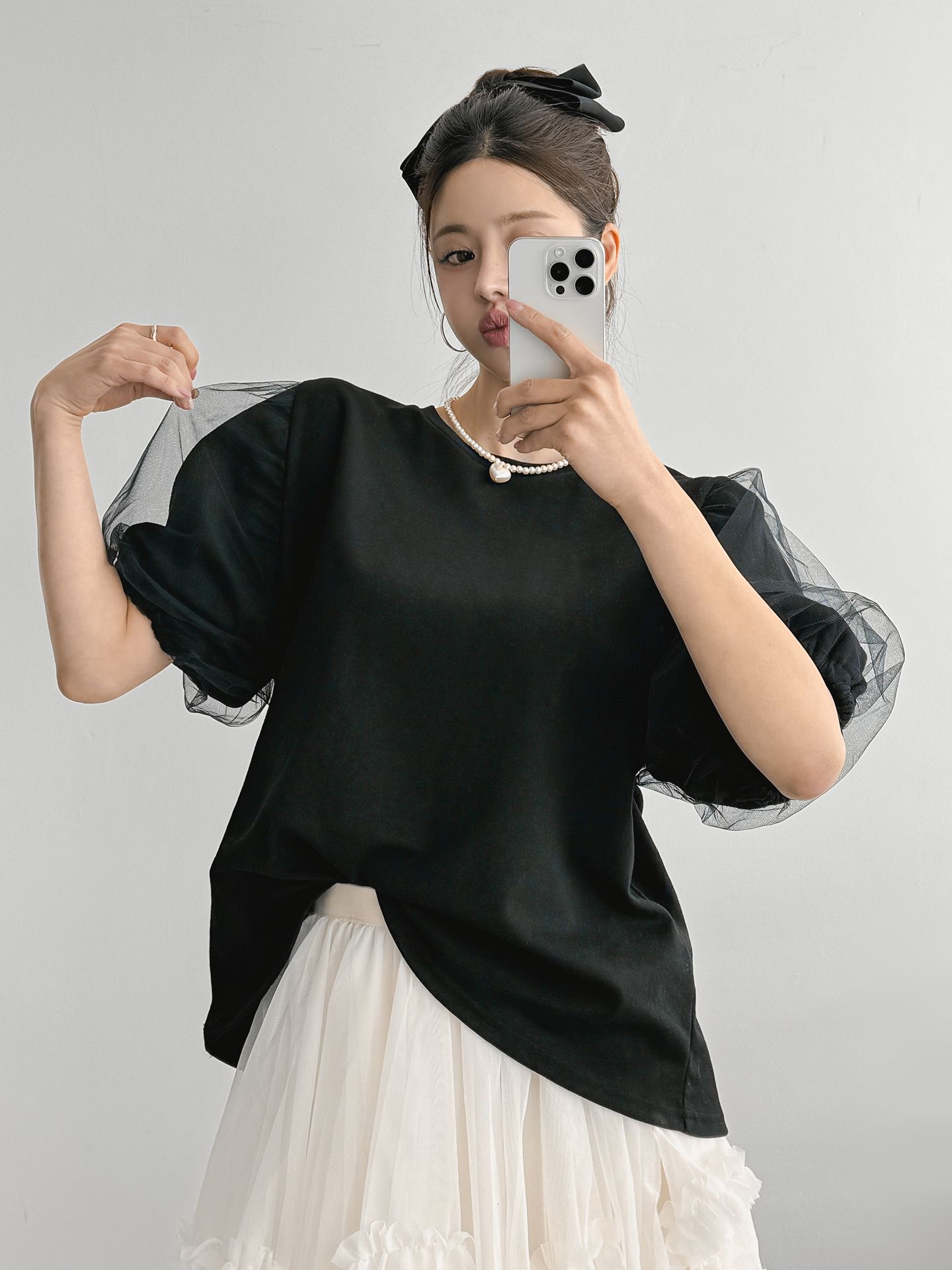 Soft Muse Organza Sleeve Top - 소프트 뮤즈 오간자 슬리브 탑(국내제작)
