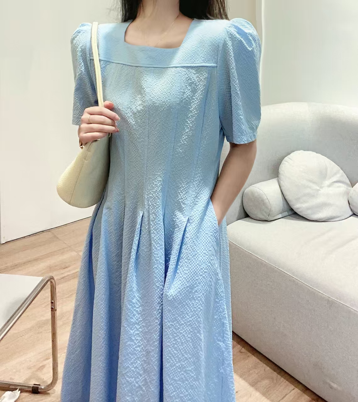 Soft Square Neck Flare Dress - 소프트 스퀘어넥 플레어 원피스