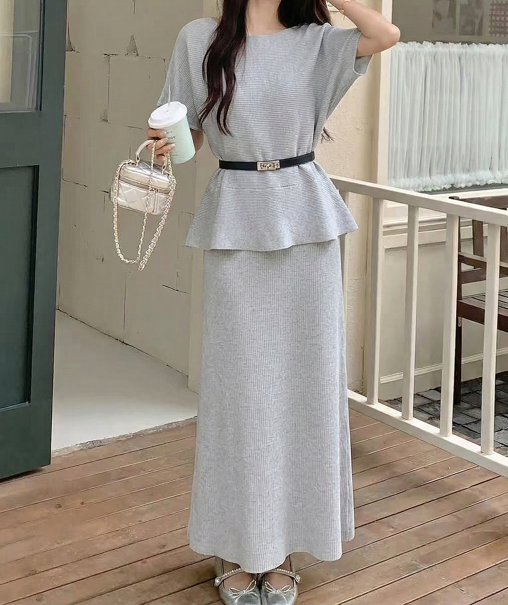 Peplum Pleats Skirt Set - 페플럼 플리츠 스커트 세트