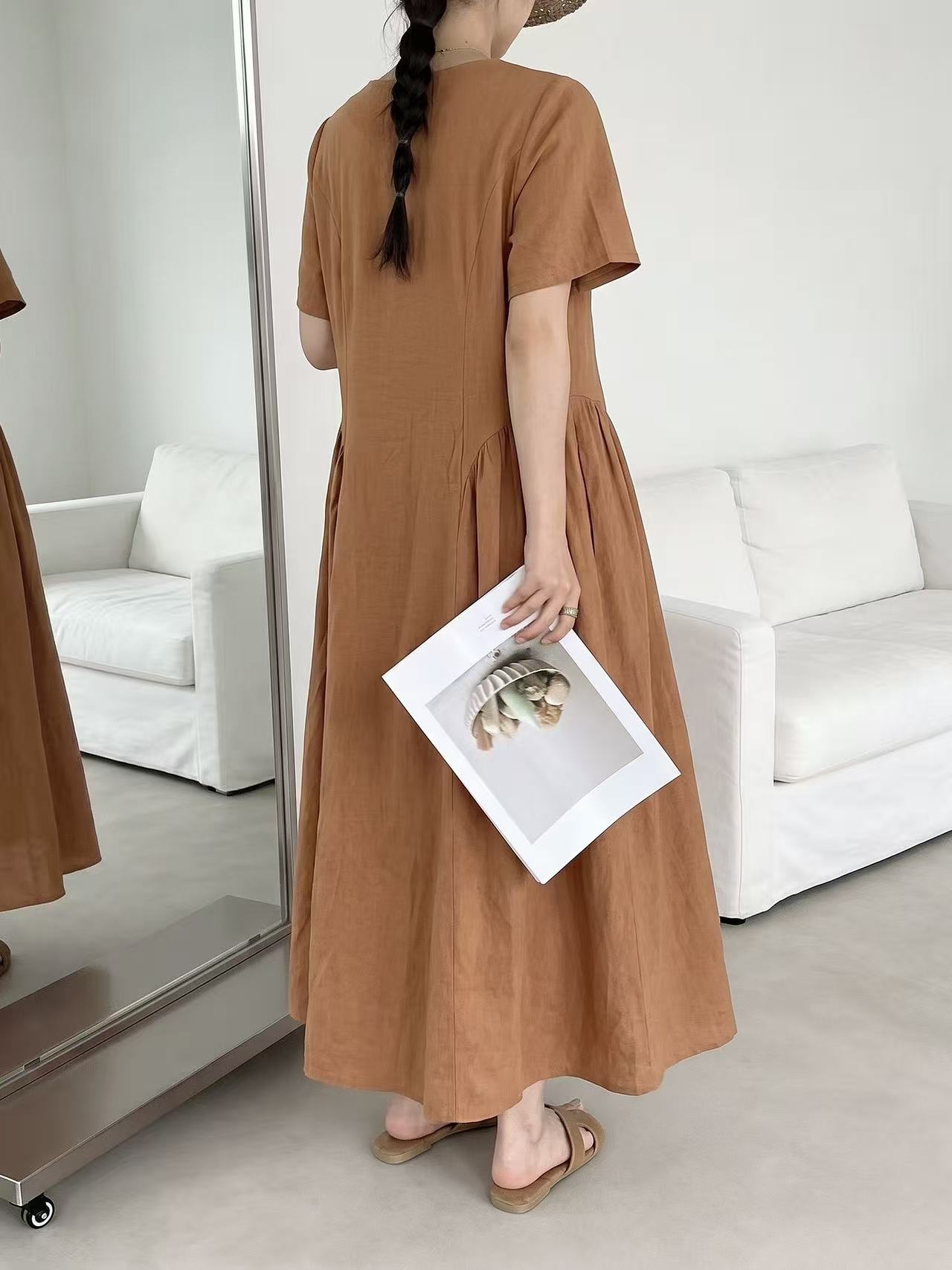Minimal Slit Neck Maxi Dress - 미니멀 슬릿 넥 맥시 원피스