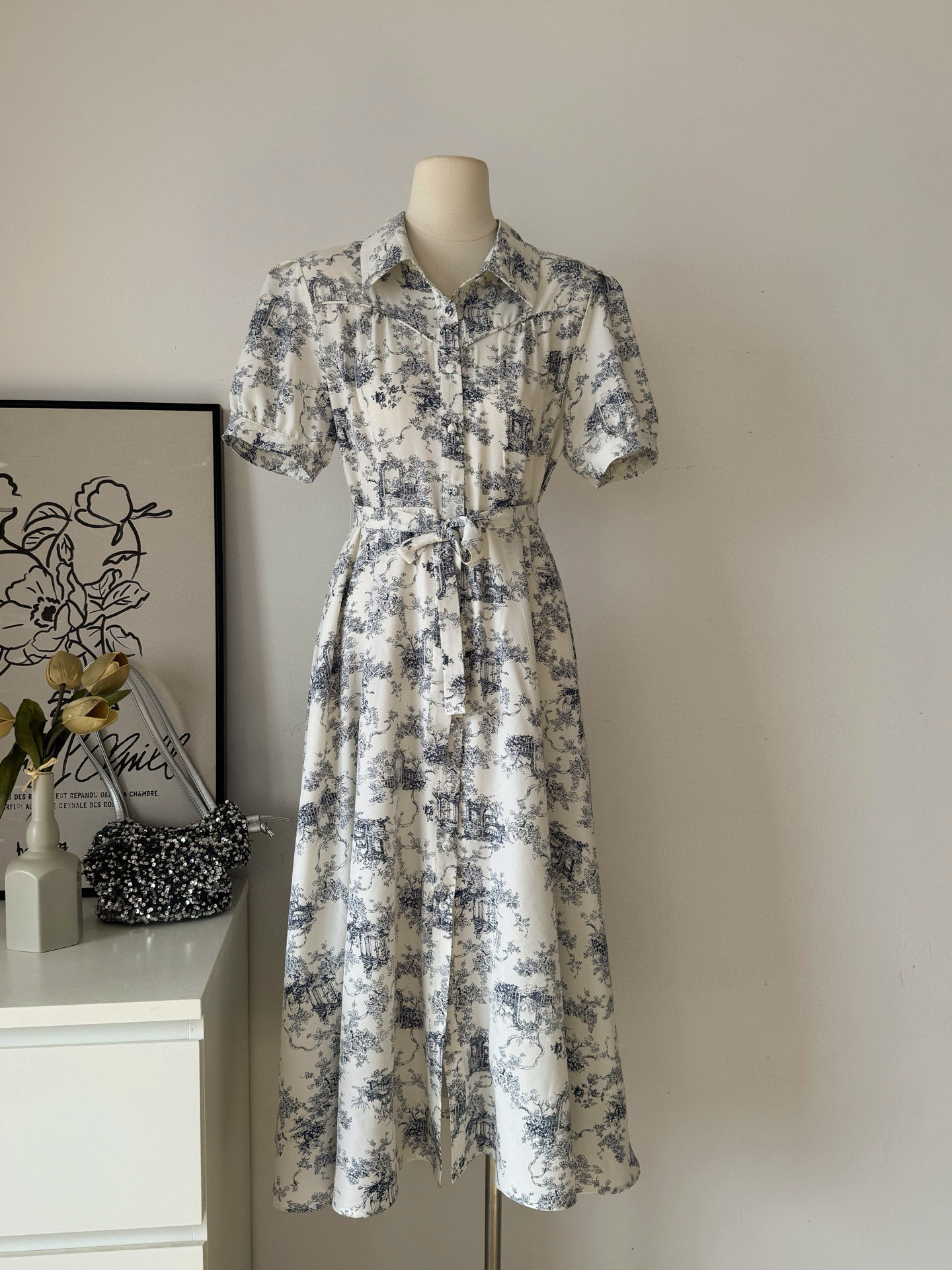 French Toile Classic Shirt Dress - 프렌치 뜨왈 클래식 셔츠 드레스