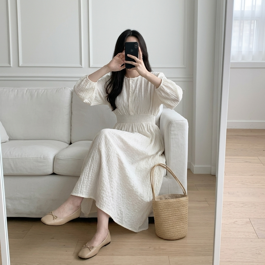 Modern Lovely Shirred Dress - 모던 러블리 셔링 원피스