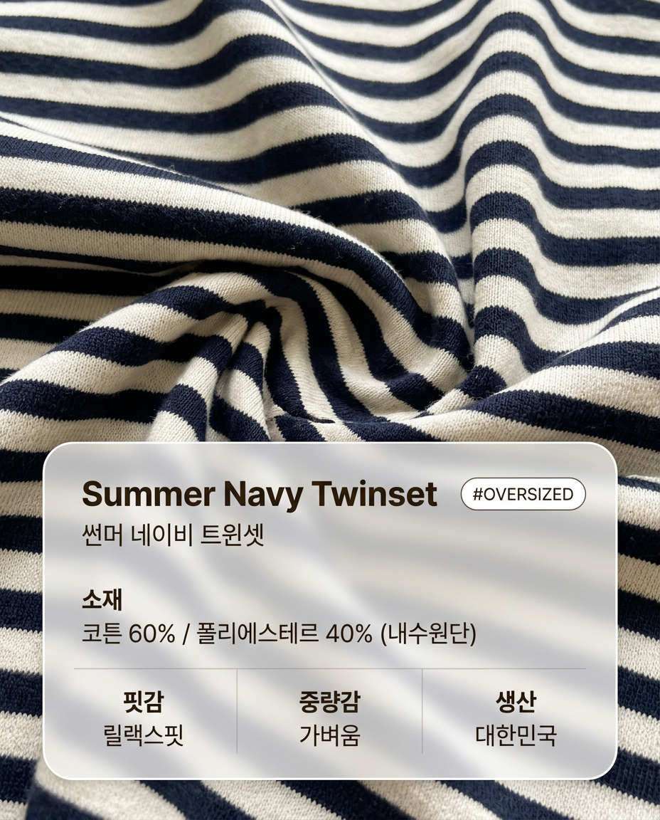 Summer Navy Twinset 썸머 네이비 트윈셋 (티셔츠+치마바지)