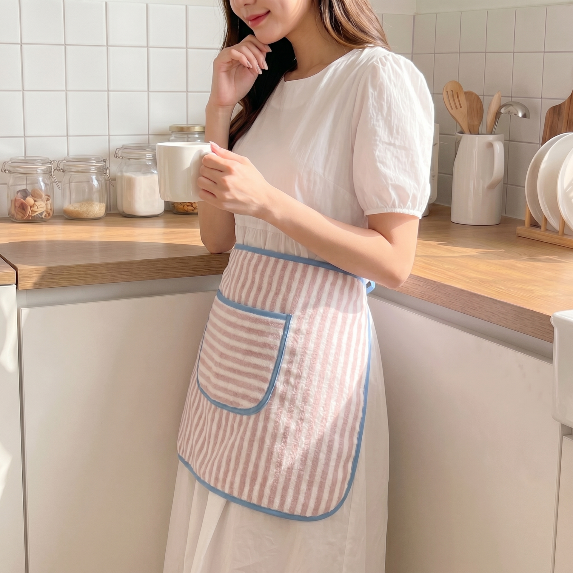 Soft Towel Stripe Apron - 소프트 타월 스트라이프 앞치마