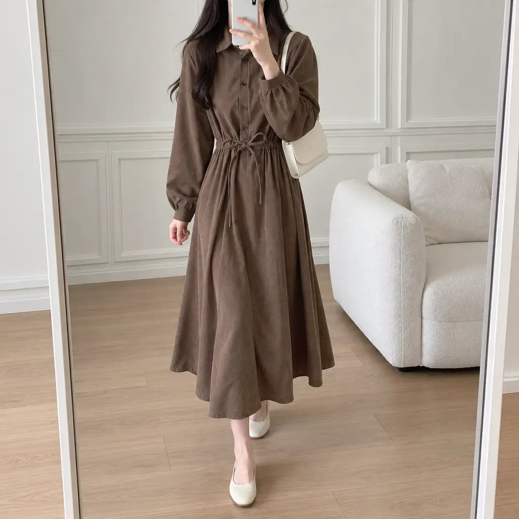 Maple Corduroy Shirt Dress - 메이플 코듀로이 셔츠 원피스