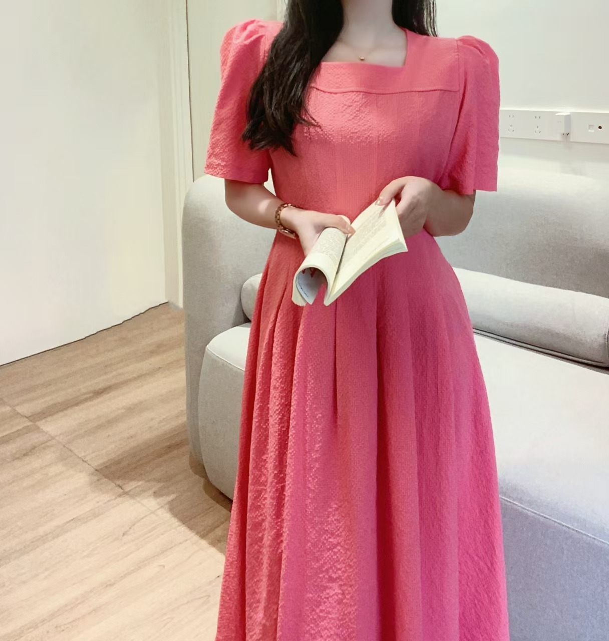 Soft Square Neck Flare Dress - 소프트 스퀘어넥 플레어 원피스