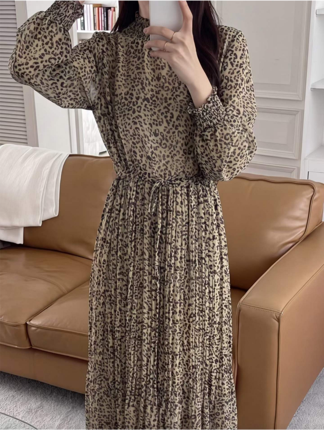 Leopard Pleats Dress - 레오파드 플리츠 원피스