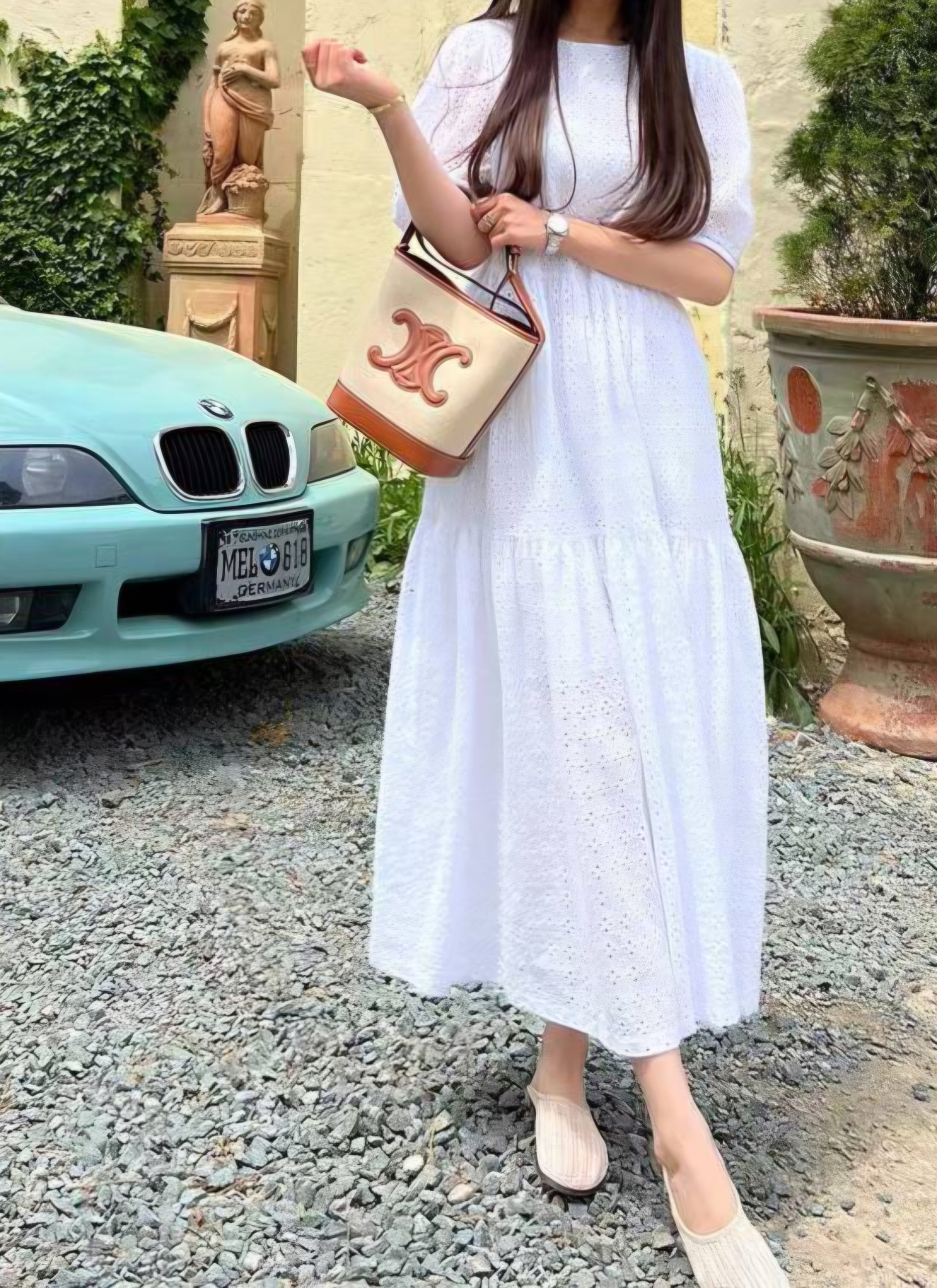 Romantic Eyelet Puff Long Dress - 로맨틱 아일렛 퍼프 롱 원피스