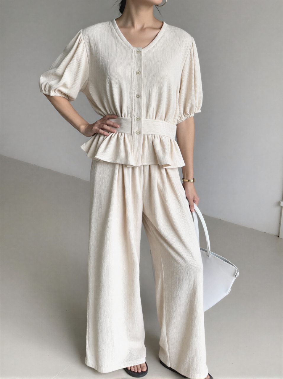 Cozy Muse Peplum Pants Set - 코지 뮤즈 페플럼 팬츠 세트