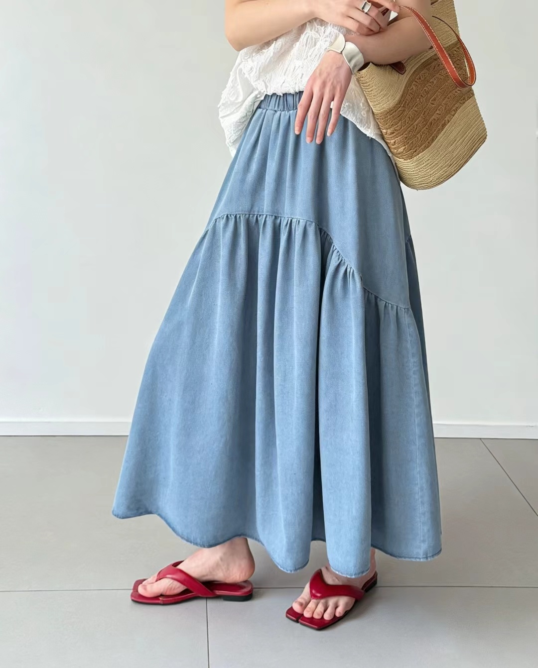 Denim Dream Tiered Skirt - 데님 드림 티어드 스커트