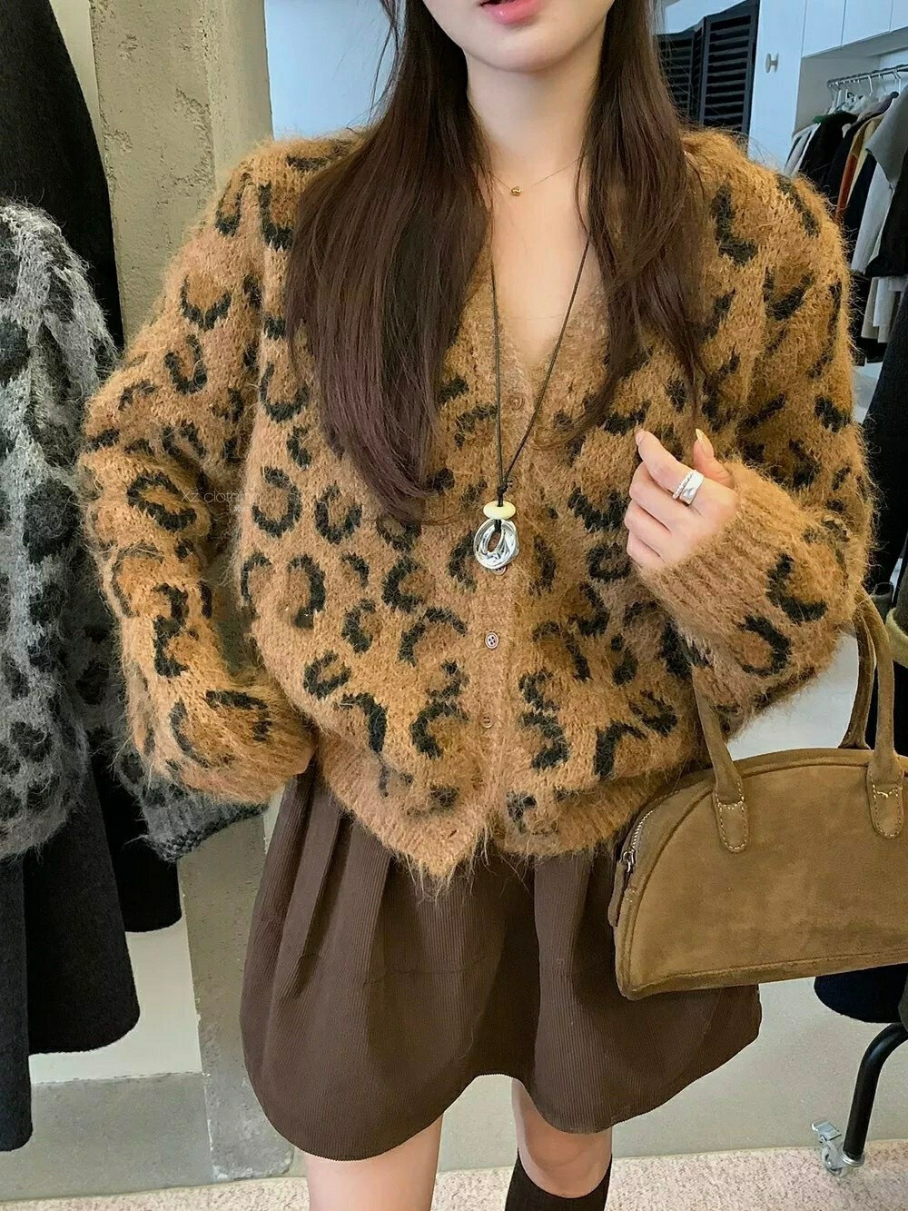 Fluffy Leopard Cardigan - 플러피 레오파드 가디건