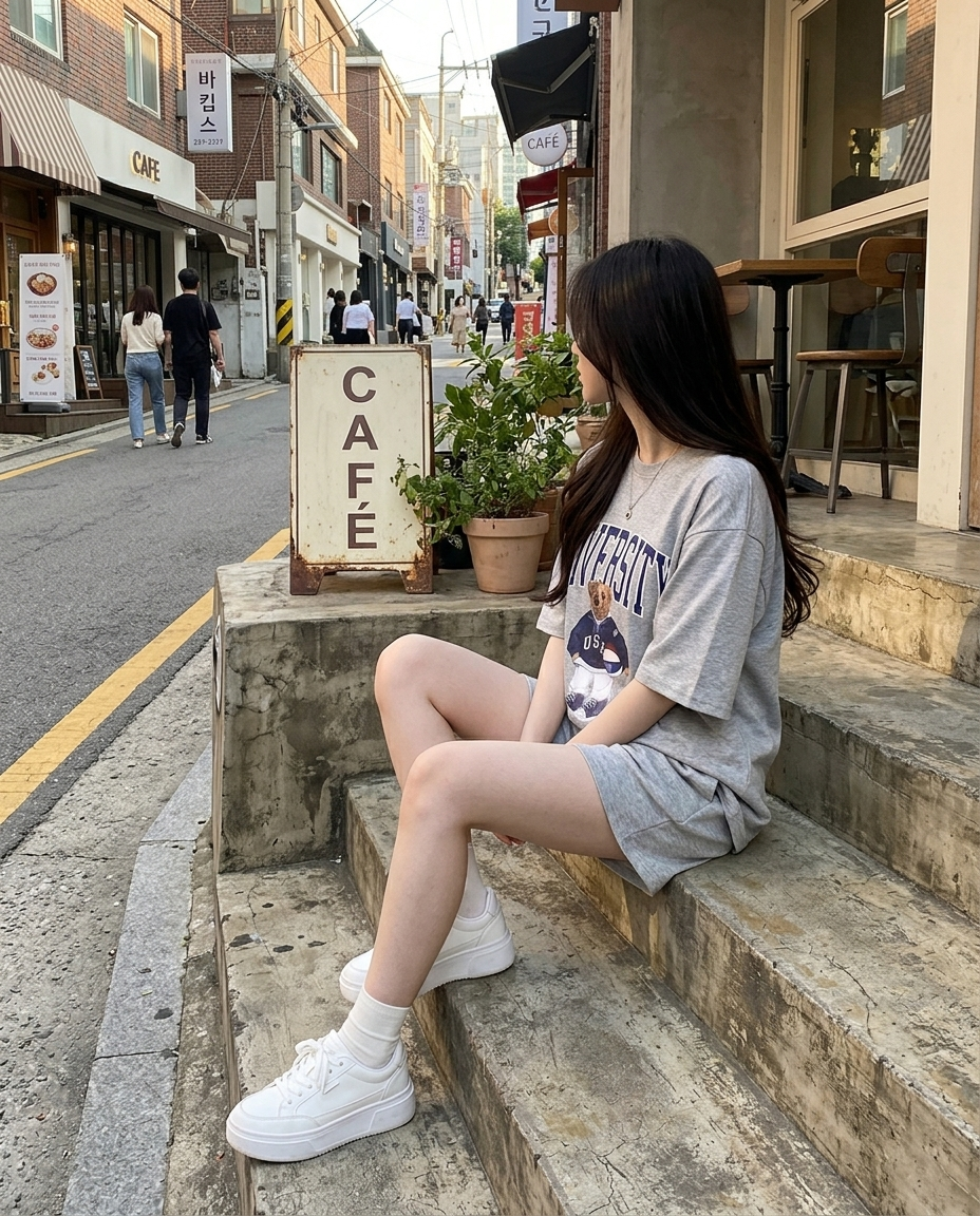 University Teddy Bear Sweat Set - 유니버시티 테디 반팔 트레이닝 세트
