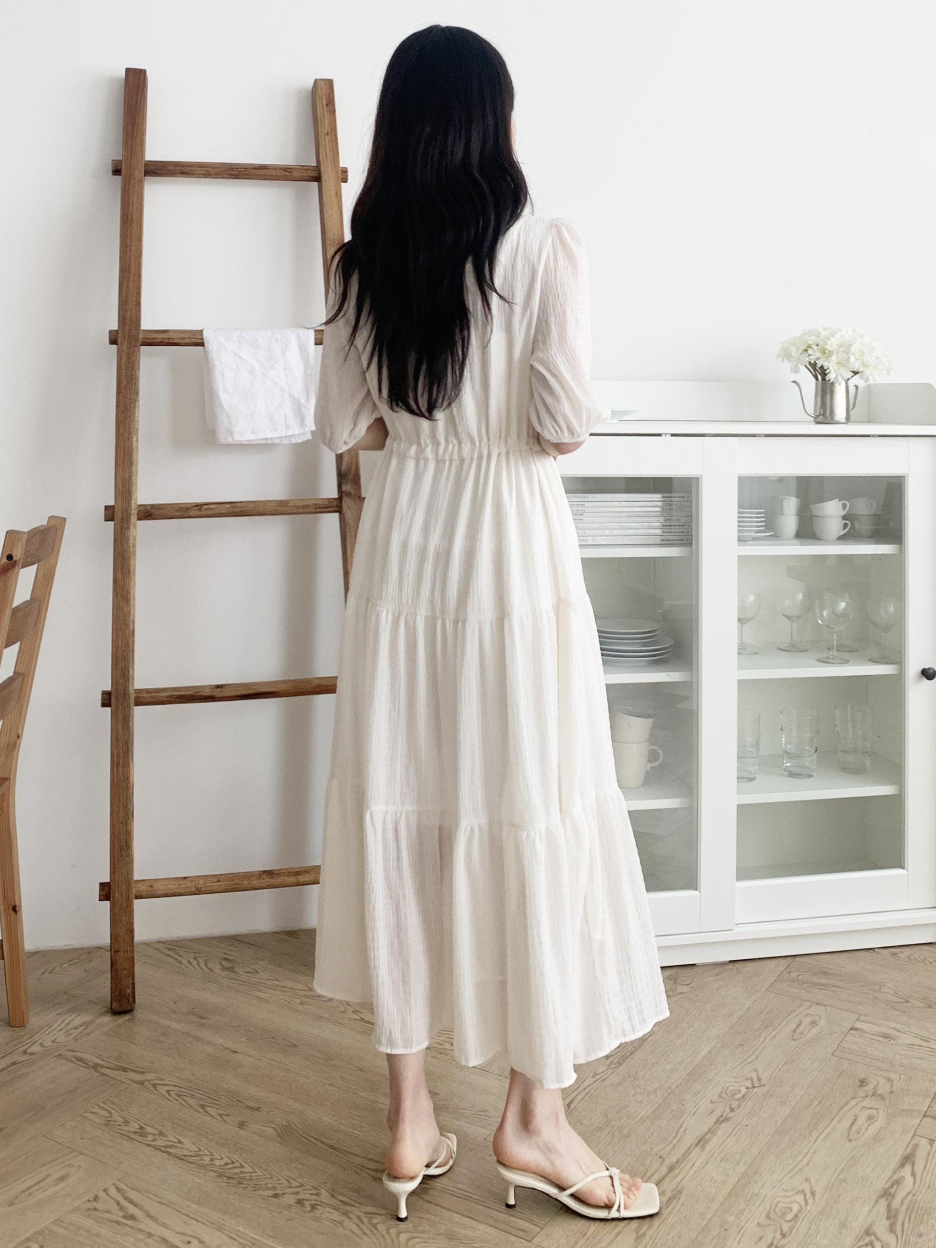 Romantic Button Long Dress - 로맨틱 버튼 롱 원피스