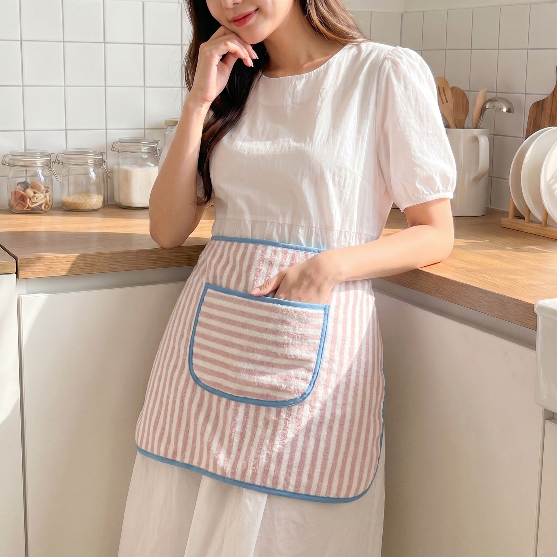 Soft Towel Stripe Apron - 소프트 타월 스트라이프 앞치마