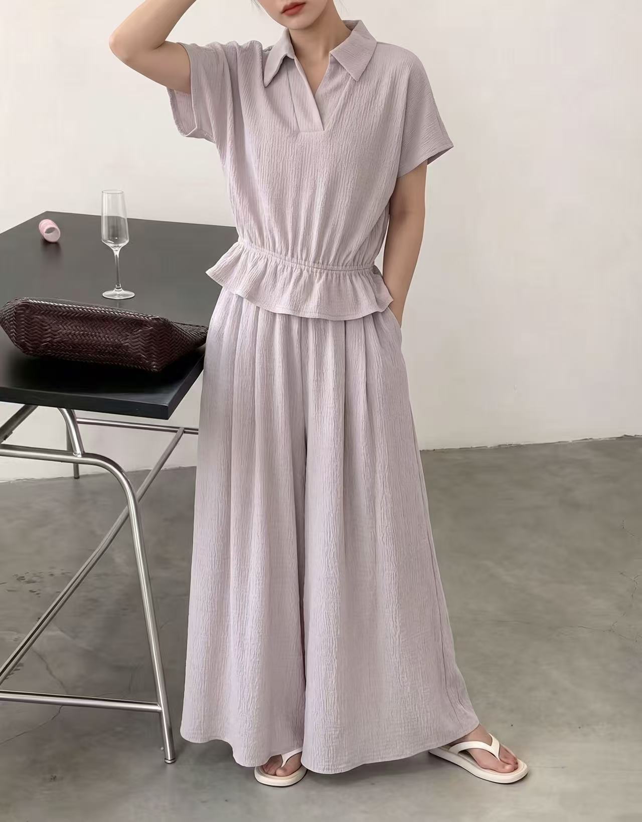 Relax Mood Wide Pants Set - 릴렉스 무드 와이드 팬츠 세트