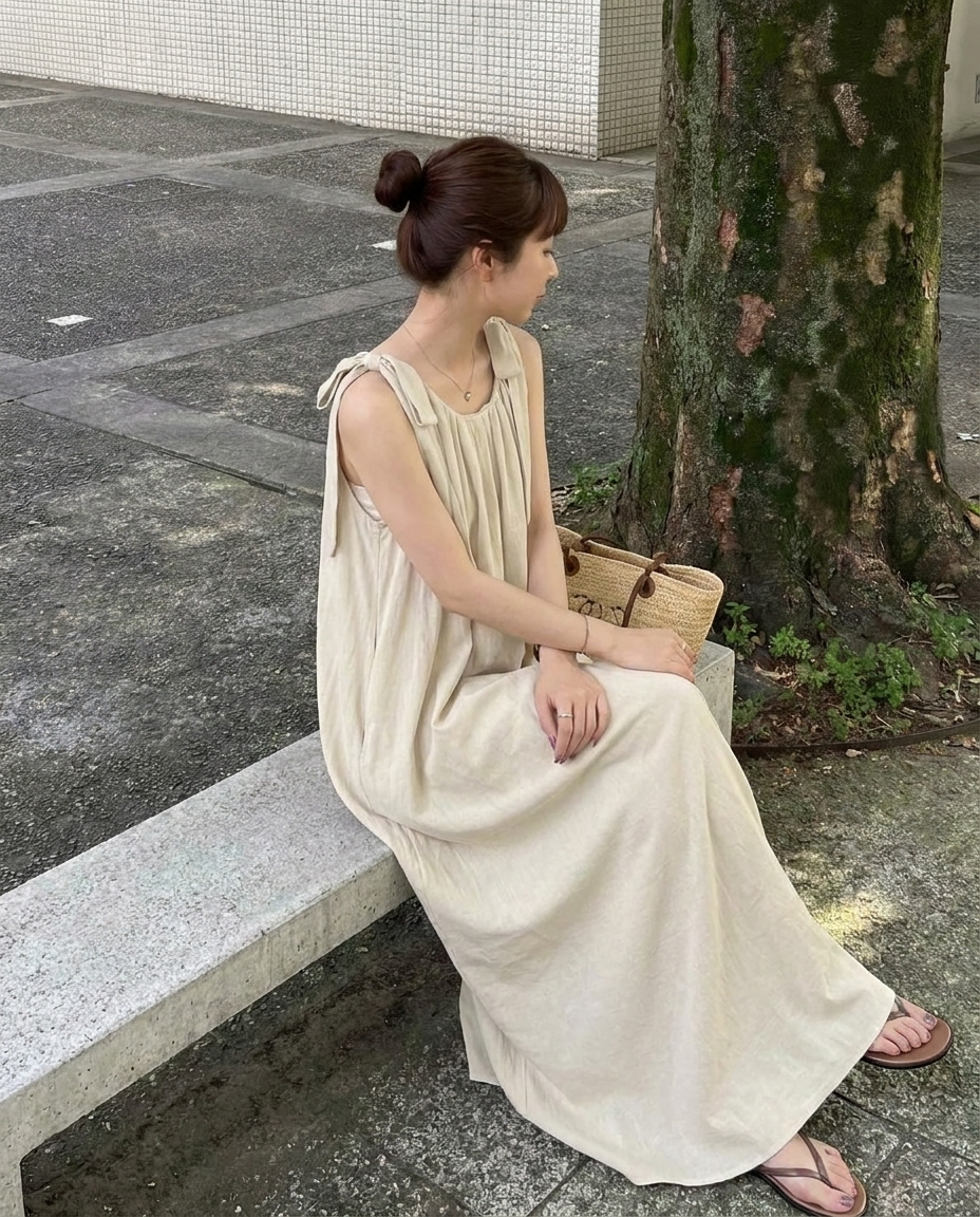 Ribbon Breeze Maxi Dress - 리본 브리즈 맥시 드레스