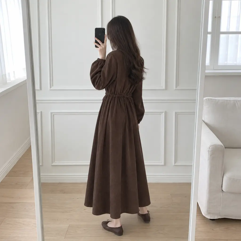 Soft Corduroy Mood Long Dress - 소프트 코듀로이 무드 롱 원피스