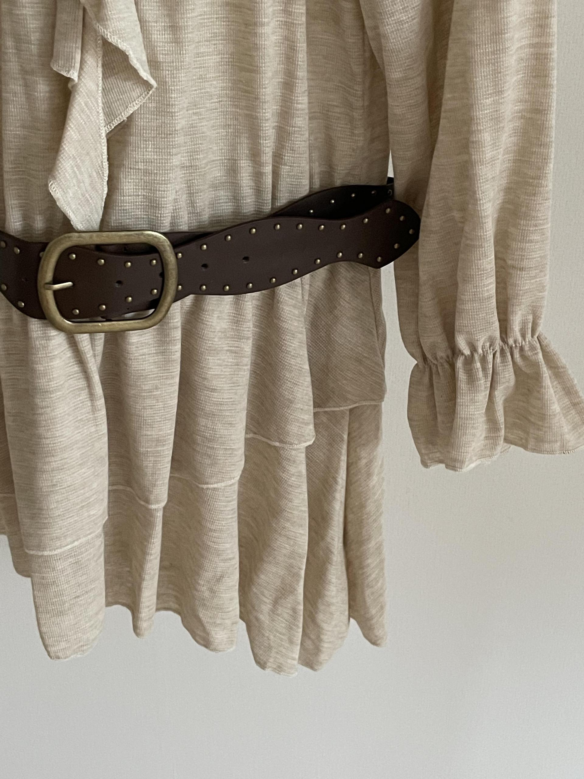 Boho Ruffle Belted Dress - 보헤미안 러플 벨티드 원피스