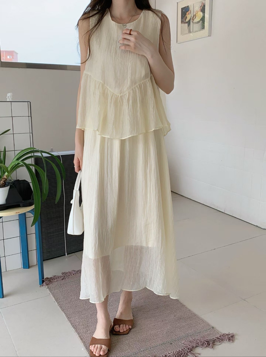 Pastel Bloom Chiffon Dress Set - 파스텔 블룸 쉬폰 원피스 세트