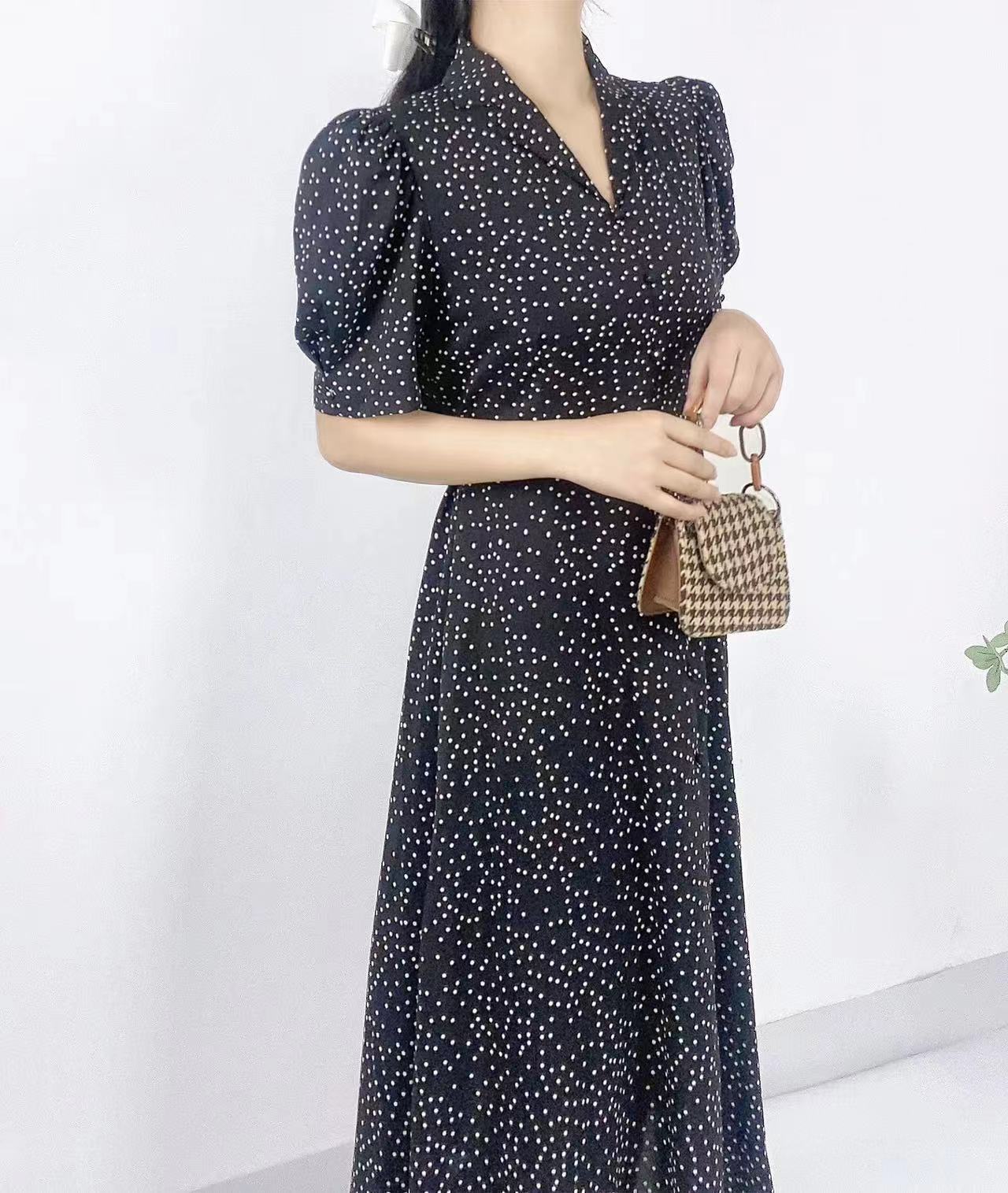 Polka Grace Puff Long Dress - 폴카 그레이스 퍼프 롱 원피스